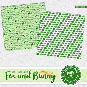 St Patrick's Day Fox and Bunny Watercolor Digital Paper LPB025B2