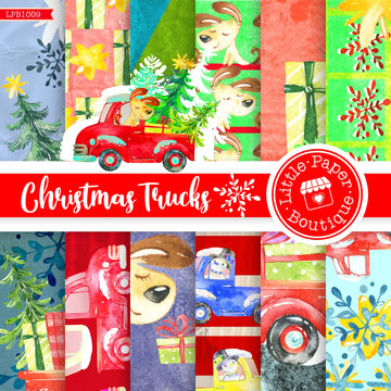 Christmas Trucks Digital Paper LPB1009A
