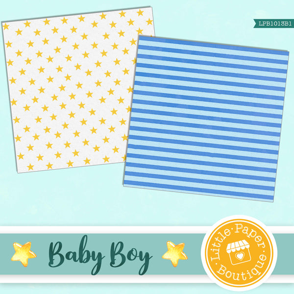 Baby Boy Digital Papers, baby shower scrapbook designs