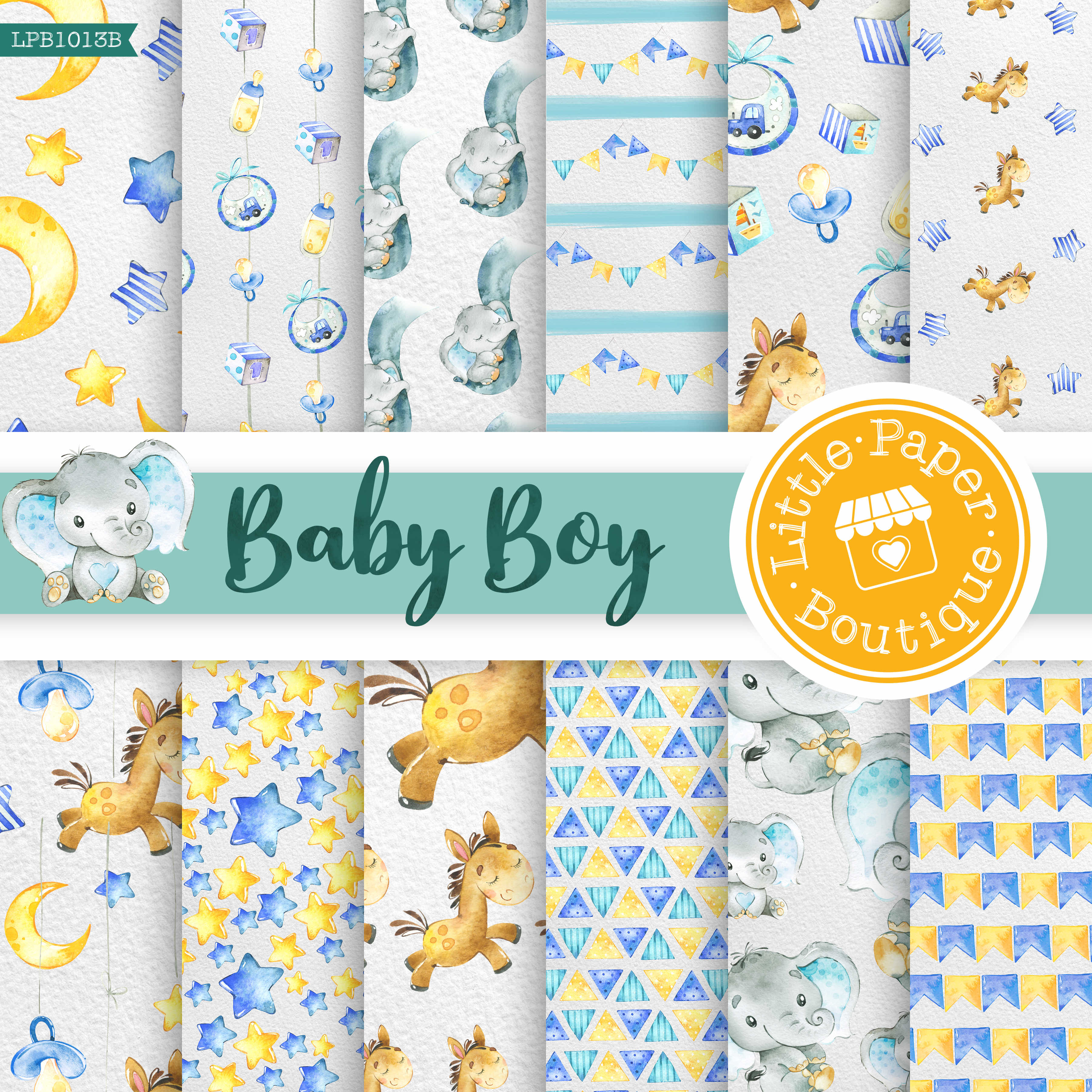 Baby Boy Digital Scrapbook Paper – Your Paper Stash