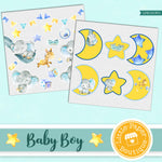 Baby Boy Watercolor Ephemera Tags Digital Paper LPB1013C1