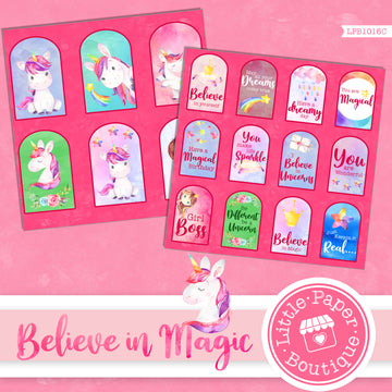 Believe in Magic Watercolor Ephemera Tags Digital Paper LPB1016C