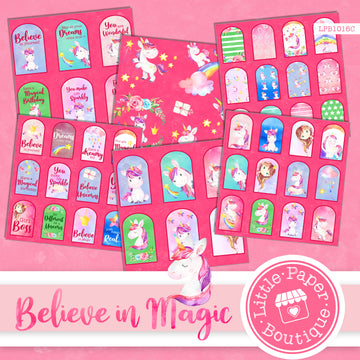 Believe in Magic Watercolor Ephemera Tags Digital Paper LPB1016C