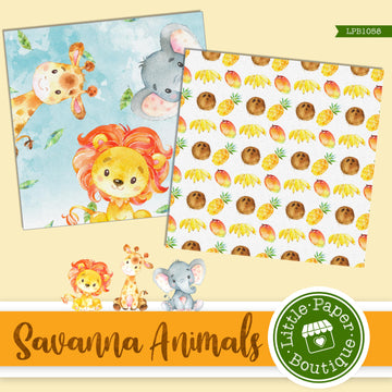 Savannah Animals Watercolor Digital Paper LPB1058A