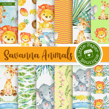 Savannah Animals Watercolor Digital Paper LPB1058A