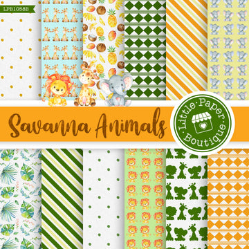 Savannah Animals Watercolor Digital Paper LPB1058B