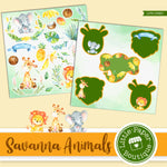 Savannah Animals Watercolor Ephemera Tags Digital Paper LPB1058C