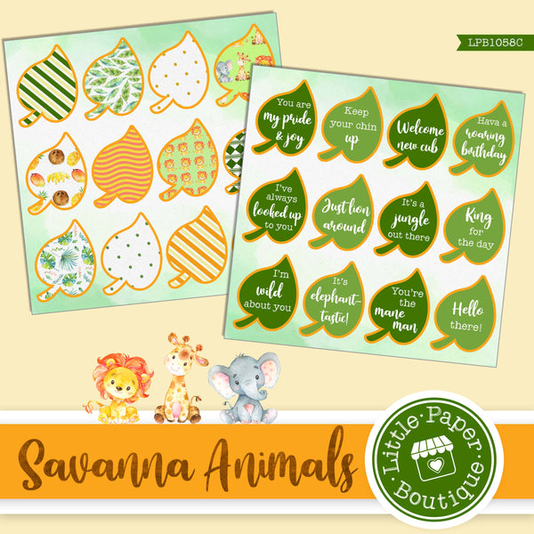 Savannah Animals Watercolor Ephemera Tags Digital Paper LPB1058C