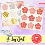 Baby Girl Watercolor Ephemera Tags Digital Paper LPB1062C