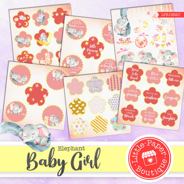 Baby Girl Watercolor Ephemera Tags Digital Paper LPB1062C