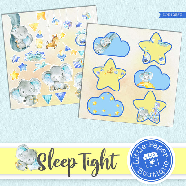 Sleep Tight Watercolor Ephemera Tags Digital Paper LPB1063C