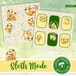 Sloth Mode Watercolor Ephemera Tags Digital Paper LPB1065C