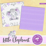 Little Baby Purple Elephant Digital Paper LPB3001A