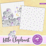 Little Baby Purple Elephant Digital Paper LPB3001A