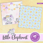 Little Baby Purple Elephant Digital Paper LPB3001A