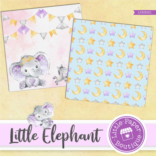 Little Baby Purple Elephant Digital Paper LPB3001A