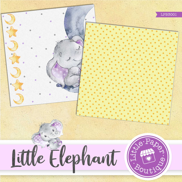Little Baby Purple Elephant Digital Paper LPB3001A