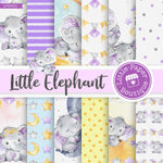 Little Baby Purple Elephant Digital Paper LPB3001A