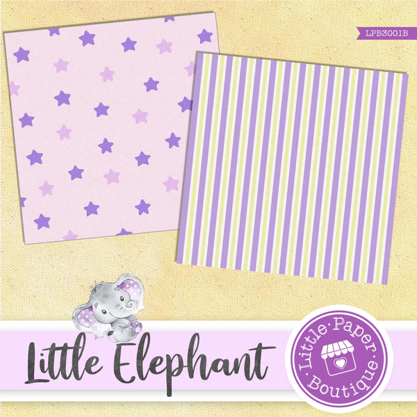 Little Baby Purple Elephant Digital Paper LPB3001B