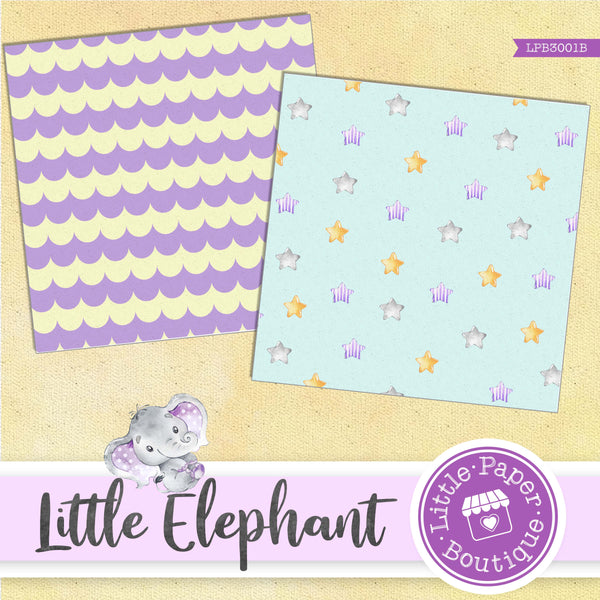 Little Baby Purple Elephant Digital Paper LPB3001B