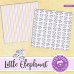Little Baby Purple Elephant Digital Paper LPB3001B