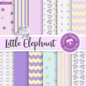 Little Baby Purple Elephant Digital Paper LPB3001B