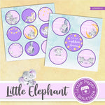 Little Baby Purple Elephant Watercolor Ephemera Tags Digital Paper LPB3001C