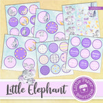 Little Baby Purple Elephant Watercolor Ephemera Tags Digital Paper LPB3001C