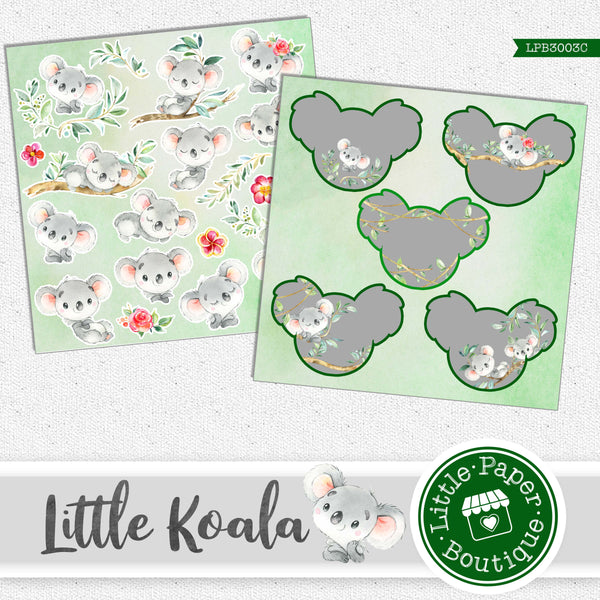 Little Koala Watercolor Ephemera Tags Digital Paper LPB3003C