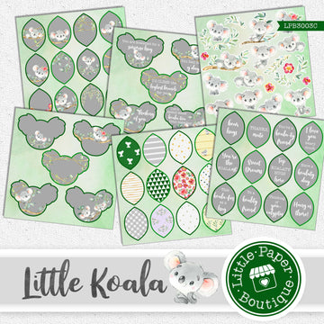 Little Koala Watercolor Ephemera Tags Digital Paper LPB3003C