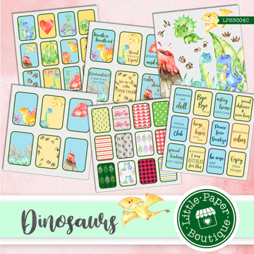 Dinosaur Digital Ephemera Tags Scrapbook Digital Paper #Quarantine #StayHome #Social Distancing  LPB3004C