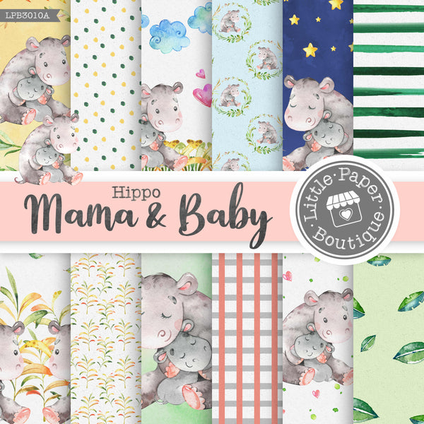 Hippo Mama & Baby Digital Paper LPB3010A