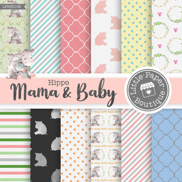 Hippo Mama & Baby Digital Paper LPB3010B