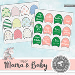 Hippo Mama & Baby Watercolor Ephemera Tags Digital Paper LPB3010C