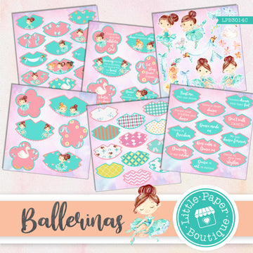 Ballerinas Watercolor Ephemera Tags Digital Paper LPB3014C