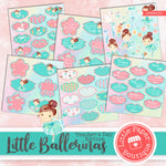 Little Ballerinas Watercolor Ephemera Tags Digital Paper LPB3015C