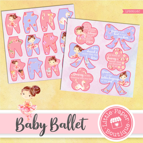 Baby Ballet Watercolor Ephemera Tags Digital Paper LPB3016C