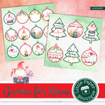 Christmas Gnomes Watercolor Ephemera Tags Digital Paper LPB3023C