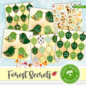 Forest Secrets Watercolor Ephemera Tags Digital Paper LPB3030C