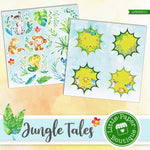 Jungle Tales Watercolor Ephemera Tags Digital Paper LPB3031C