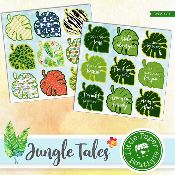 Jungle Tales Watercolor Ephemera Tags Digital Paper LPB3031C
