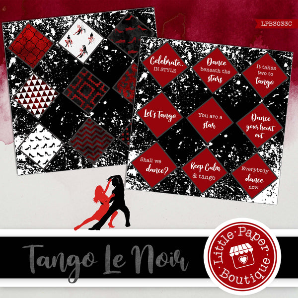 Tango Le Noir Watercolor Ephemera Tags Digital Paper LPB3033C