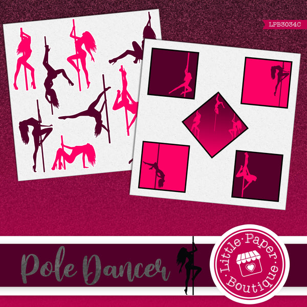 Pole Dancers Ephemera Tags Digital Paper LPB3034C