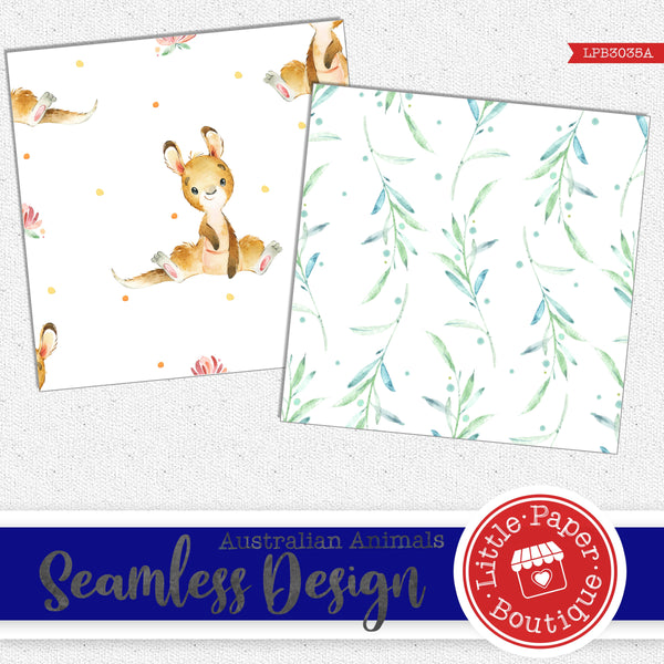 Seamless Australian Animals Floral Designs Digital Paper LPB3035A