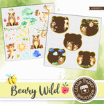 Beary Wild Watercolor Ephemera Tags Digital Paper LPB3037C