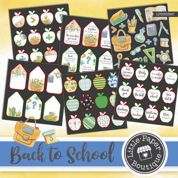 Back to School Watercolor Ephemera Tags Digital Paper LPB3039C