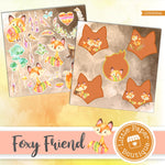 Foxy Friend Watercolor Ephemera Tags Digital Paper LPB3040C