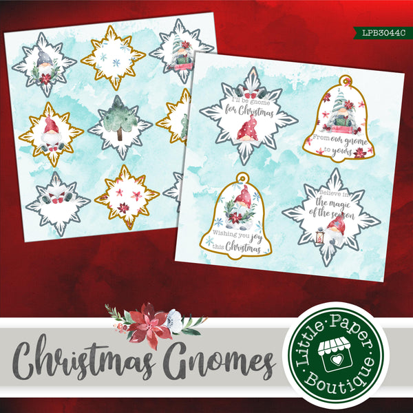 Christmas Gnomes Watercolor Ephemera Tags Digital Paper LPB3044C