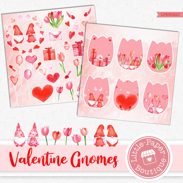 Valentine Gnomes Ephemera Tags Digital Paper LPB3042C