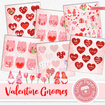 Valentine Gnomes Ephemera Tags Digital Paper LPB3042C